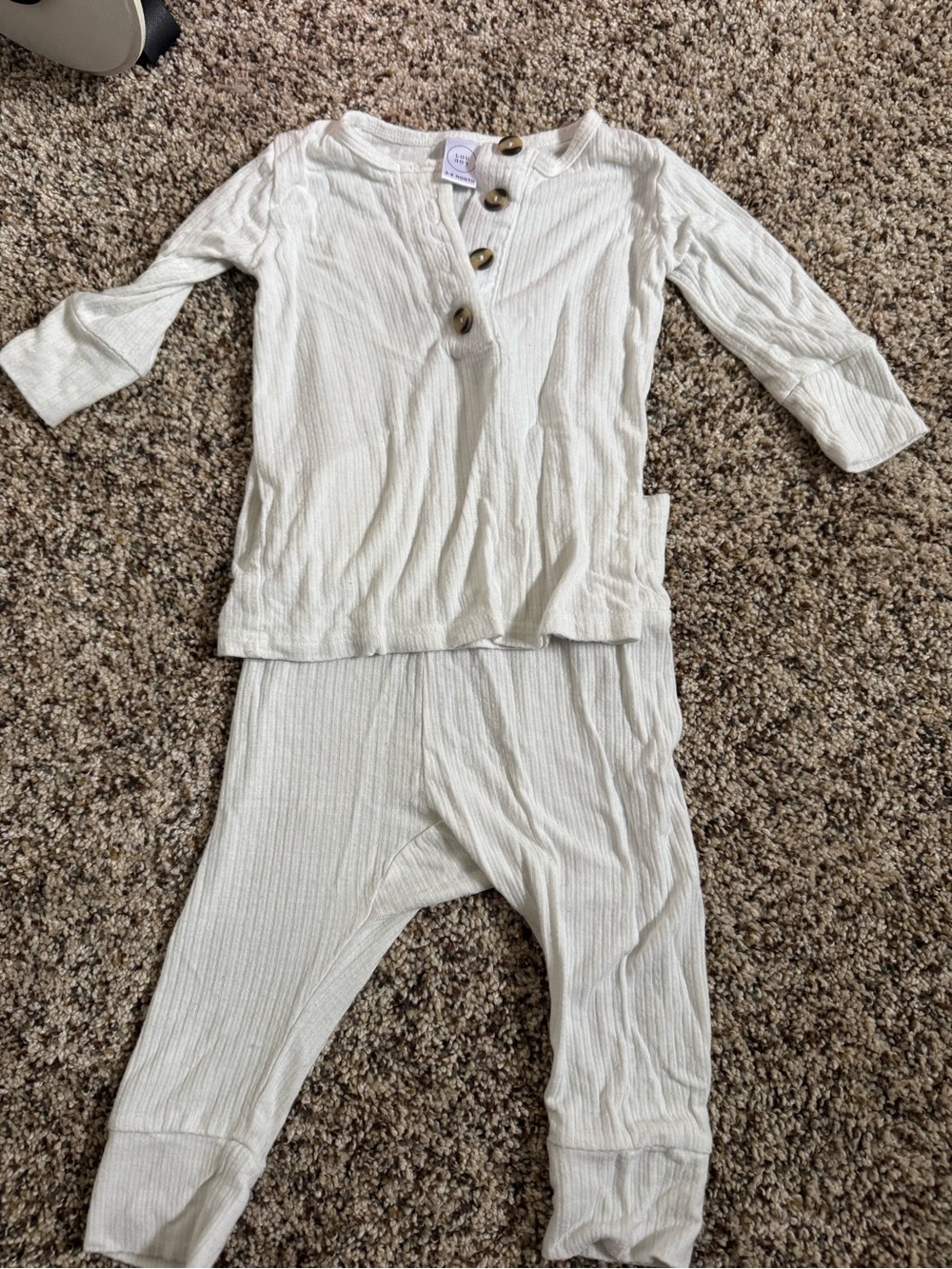 Lou Lou & Company Cream Ribbed Joggers Set